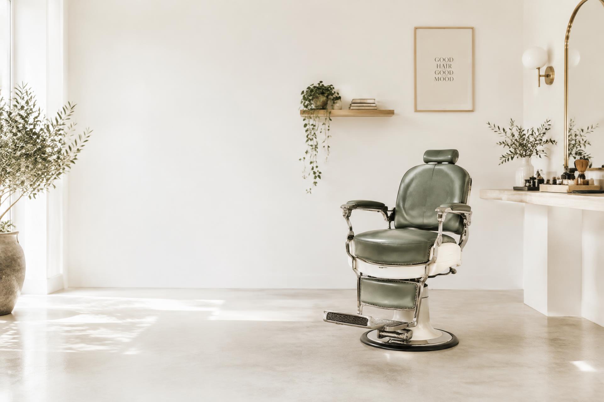 Two Box Hair Studio barber chair under night market lights