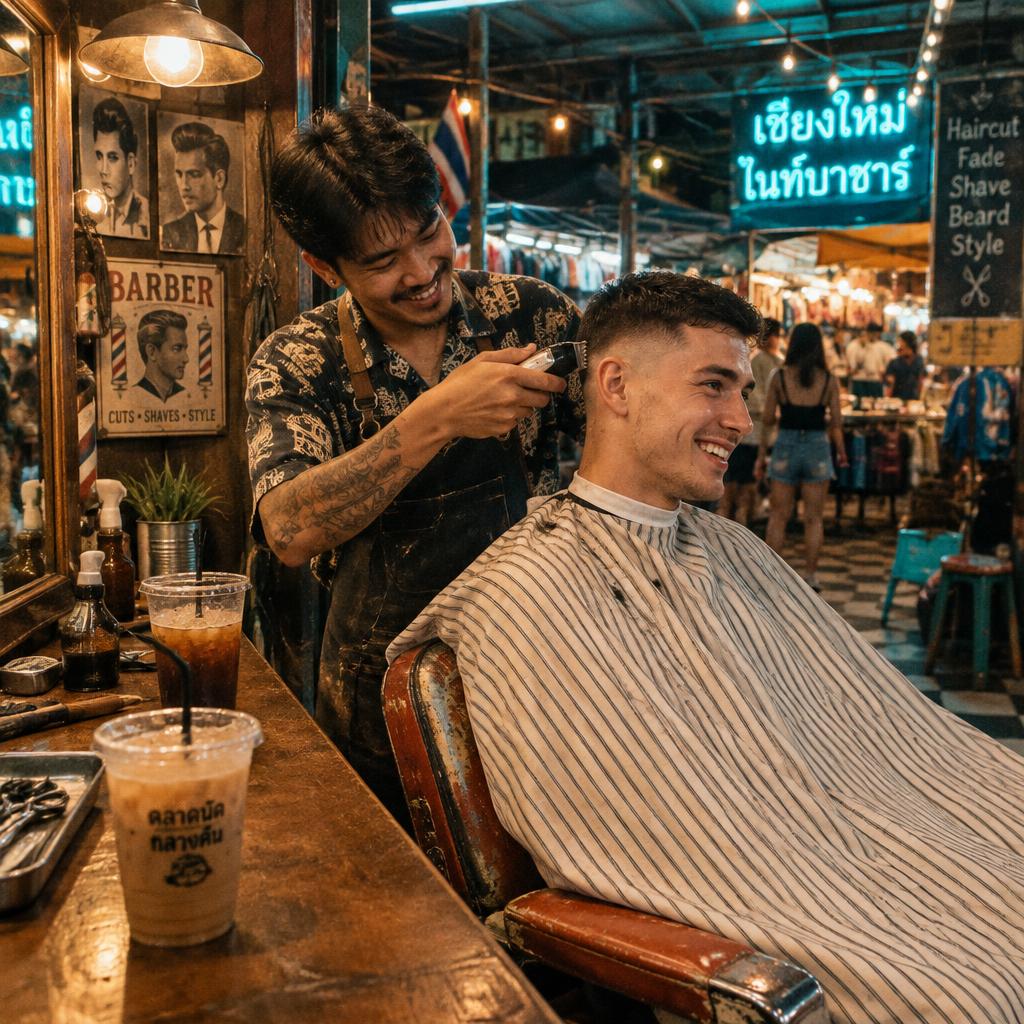 Barber giving a fresh skin fade at Two Box Hair Studio